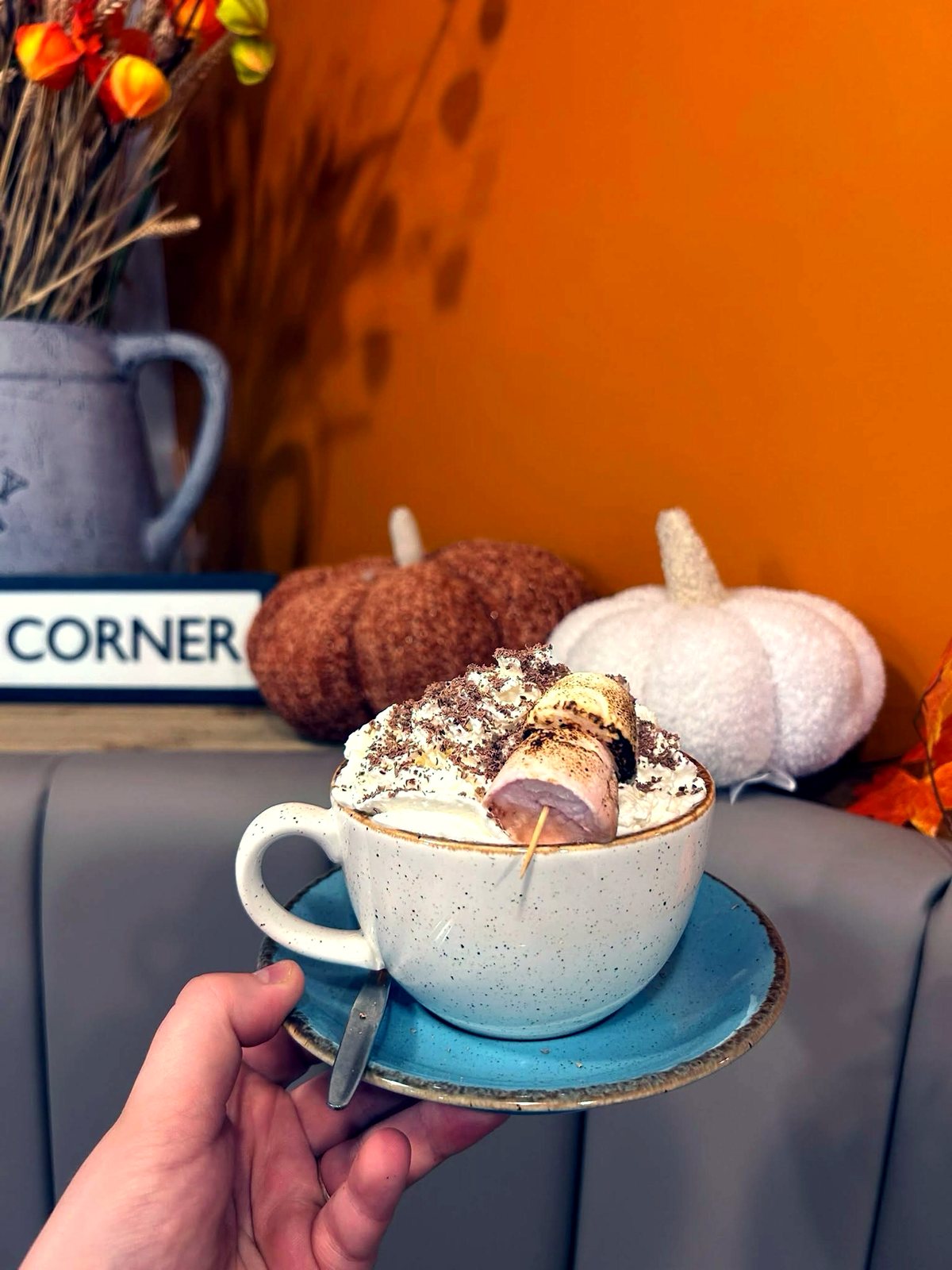 S'mores hot chocolate with toasted marshmallow